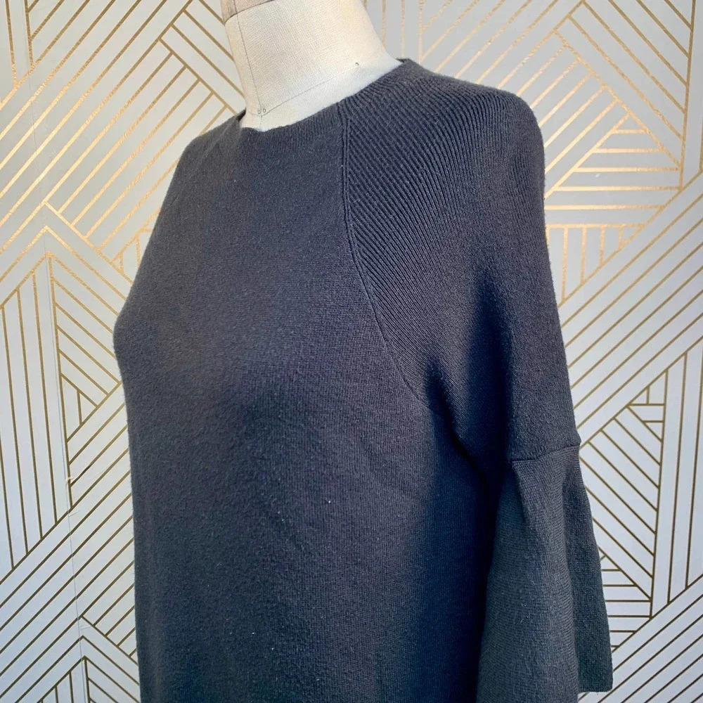 Anthropologie Moth Chester Sweater Tunic Dress Bell Sleeve Black Size‎ Small - Picture 5 of 9